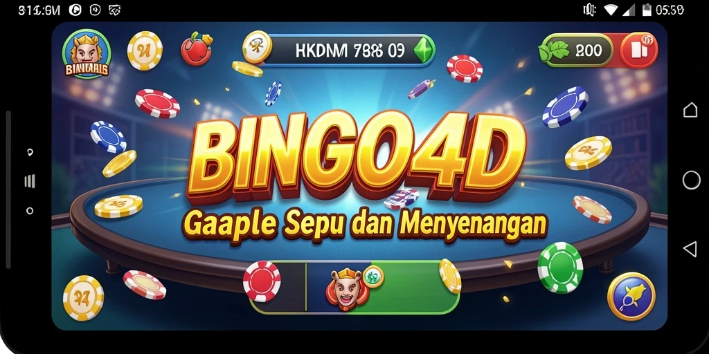 Tampilan menarik BINGO4D dengan permainan Gaple yang seru.