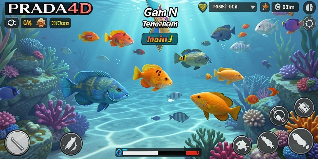 Tampilan gameplay seru ketika menembak ikan di PRADA4D.
